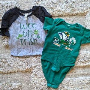 Irish shirt and Notre Dame onesie (18M)